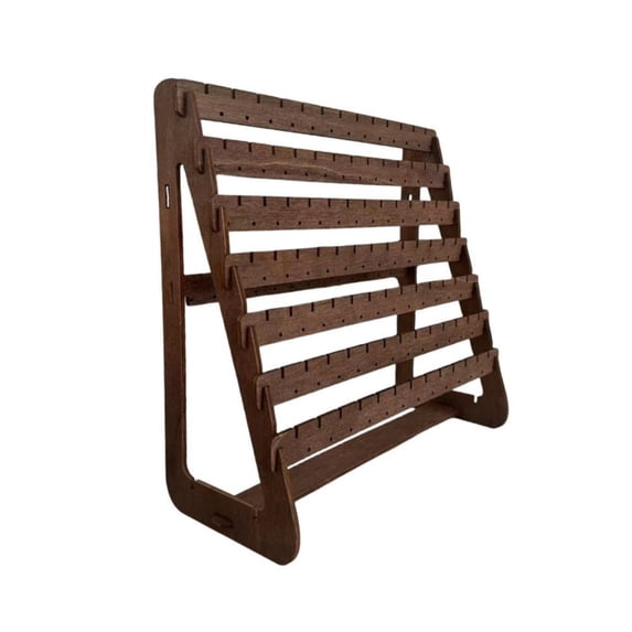 7-Layer Assembled Wooden Jewelry Earring Display Rack, 13 Grooves And 14 Holes Per Layer, Jewelry Organizer Holder For Stud