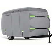 7-Layer Fiberglass Travel Trailer Cover fit for 8-10 Campers, 126" L x 80" W x 84" H, Breathable Waterproof Rip-Stop Fabric