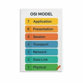 7 Layers of The OSI Model Poster Networking Reference Guide (23) Canvas Painting Wall Art