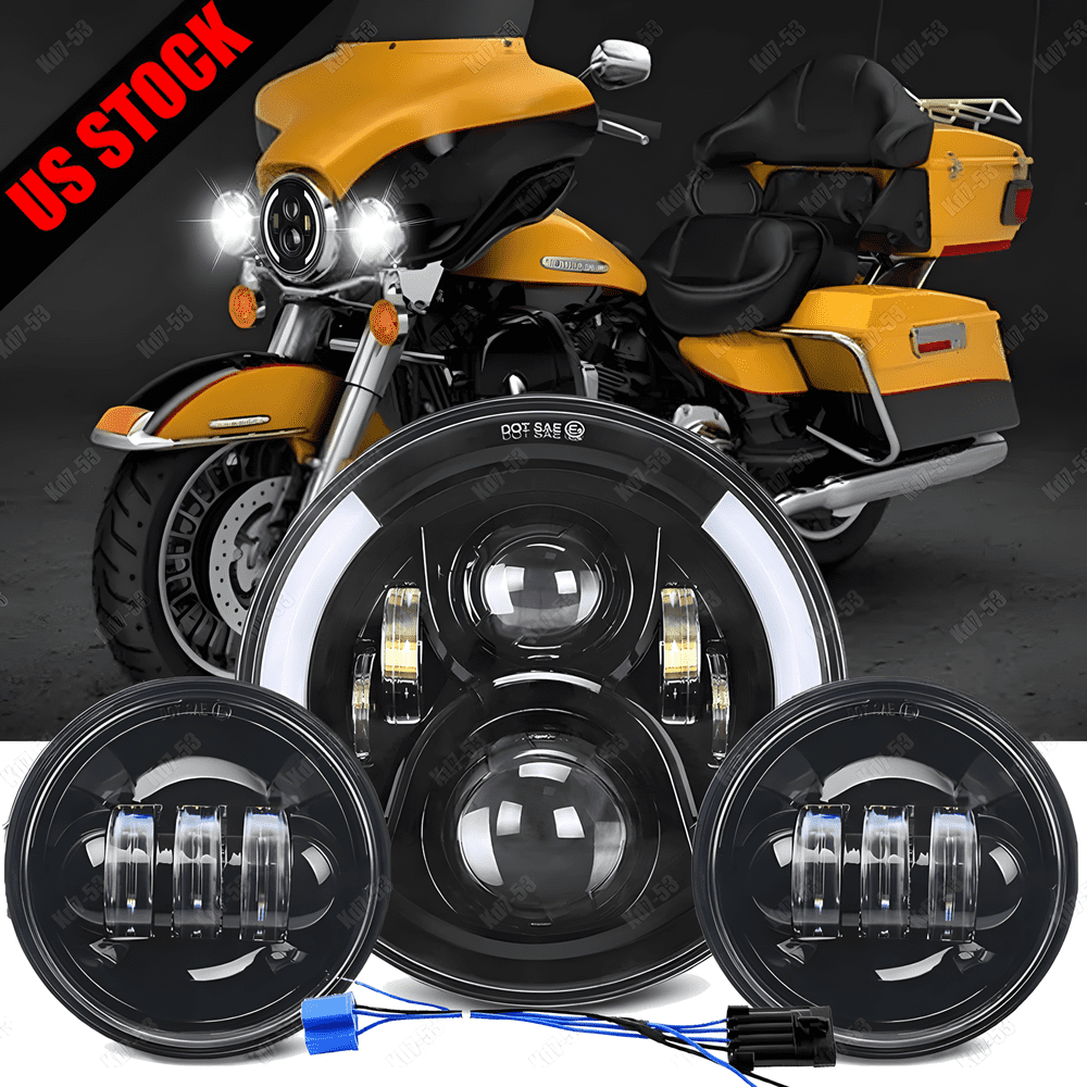Kit Phare LED 7" + Feux De Position 4.5" Pour Harley Electra Glide Ultra Classic - RIDROID, Halos, 6500K