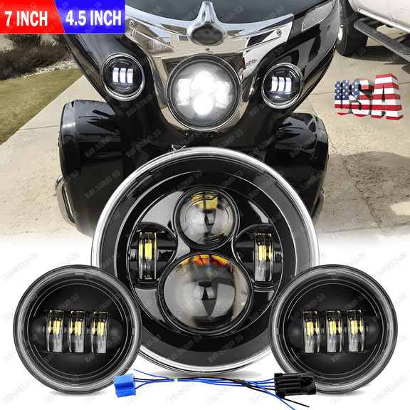 7" Led Headlight + 4.5" Passing Lights For Harley Electra Glide Ultra Classic