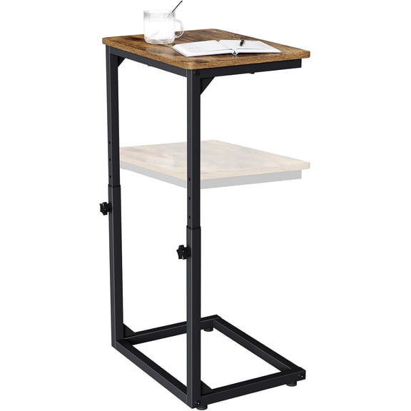 7-Level Adjustable C-Shaped End Table, Small Side Table for Couch, Sofa Table for Living Room, Bedroom, Bedside ET-SA-BRW1