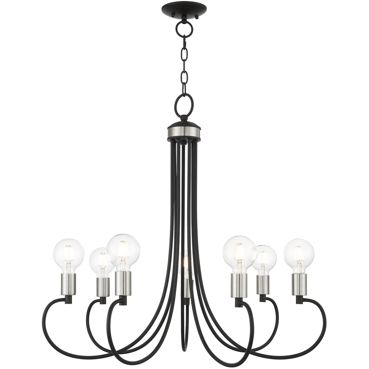 7 Light Black Chandelier with Steel base material