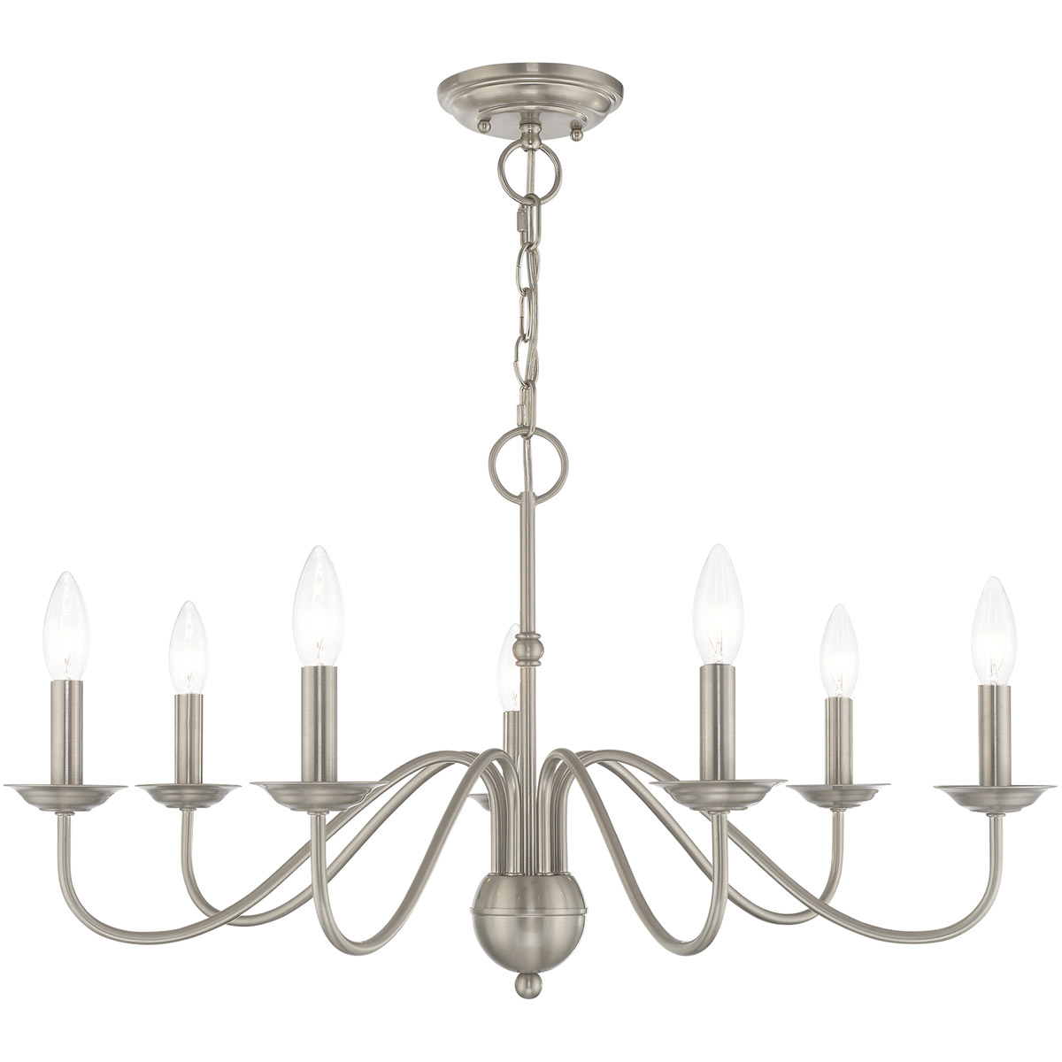 Brushed Nickel 7-Light Candle Style Metal Chandelier