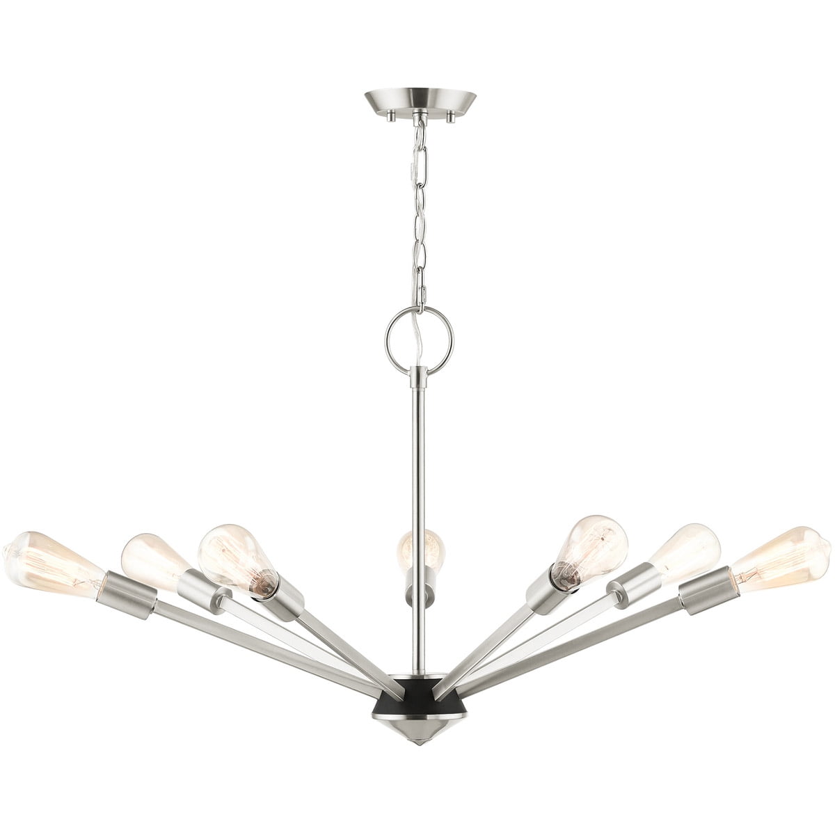 Elegant Brushed Nickel & Black 7-Light Chandelier with Crystal Accents