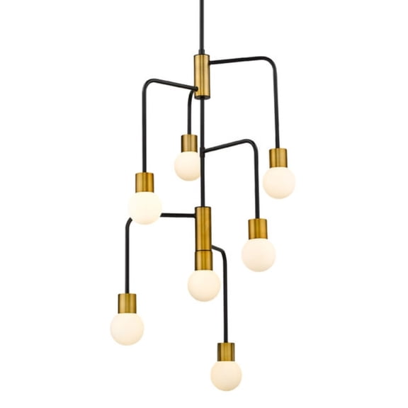 7 Light Chandelier Frame Finish Matte Black + Foundry Brass