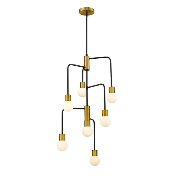 7 Light Chandelier in Linear Style 22.5 inches Wide By 42 inches High-Matte Black/Foundry Brass Finish Bailey Street Home 372-Bel-4185978