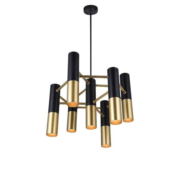 CWI Lighting Anem 7 Light Down Transitional Metal Chandelier in Black/Gold