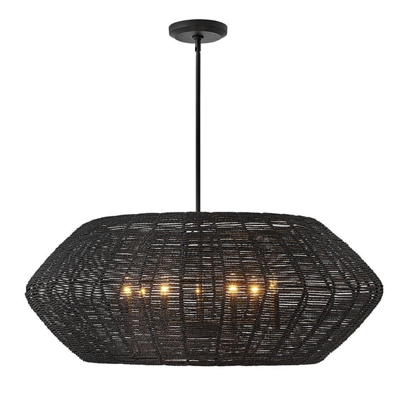 7 Light Large Drum Chandelier-Black Finish-Black  Shade Color Hinkley Lighting 40385Blk