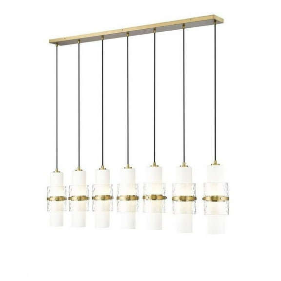 7 Light Linear Chandelier in Modern Style-16.75 inches Tall and 4.75 inches Wide-Modern Gold Finish Bailey Street Home 372-Bel-5172051