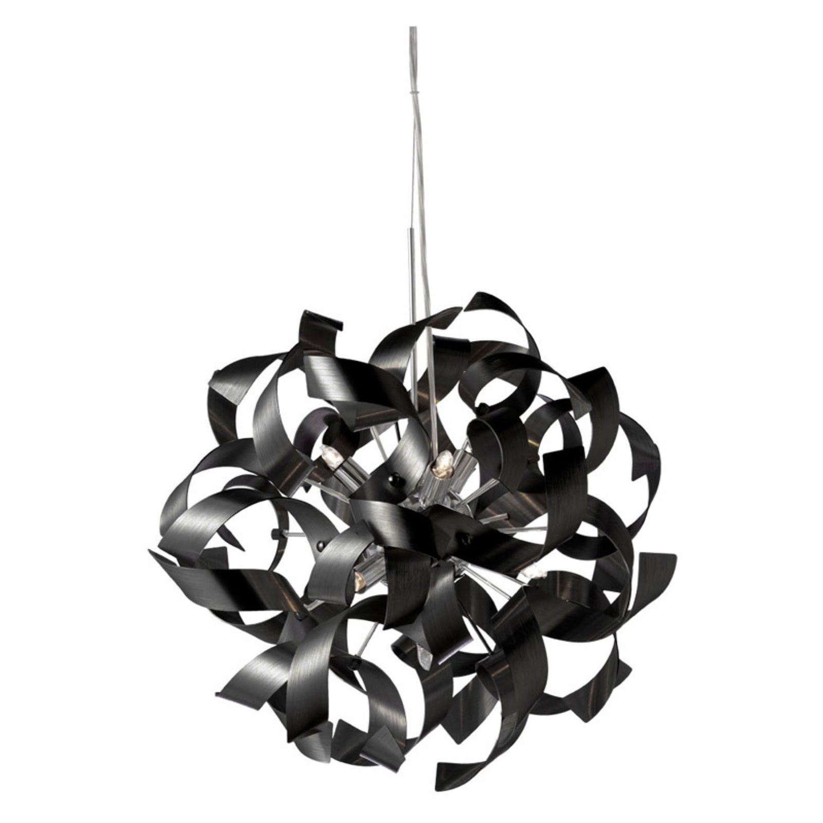 Aluminumm Ribbon 7 Light Pendant, Aluminum Ribbons-Finish:Polished Chrome/Black ...