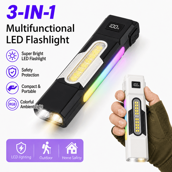 7Light Source EDC UV Flashlight, MustHave for Outdoor Camping Lighting, ABS Material with Side Pen Clip, Magnetic Function for HandsFree Use, 7Distinct Light Sources