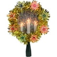 thumbnail image 1 of Northlight 7" Lighted Gold Tinsel Wreath with Candles Christmas Tree Topper - Multi Lights, 1 of 4