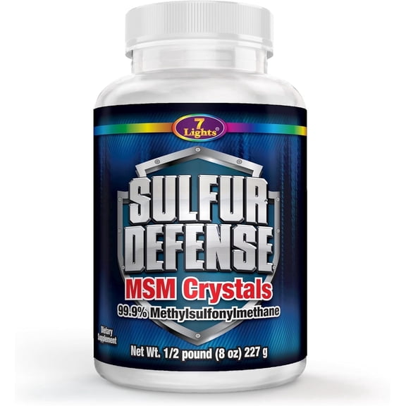 7 Lights Sulfur Defense Opti-MSM 99.9% Pure MSM Powder | Dietary Supplement for Joints, Skin & Immune Support Organic Methylsulfonylmethane Crystals, Vegan, Non-GMO, Gluten-Free Made in USA 8oz