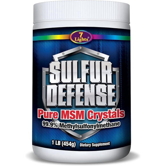 7 Lights Sulfur Defense Opti-MSM 99.9% Pure MSM Powder | Dietary Supplement for Joints, Skin & Immune Support Organic Methylsulfonylmethane Crystals, Vegan, Non-GMO, Gluten-Free (1 LB)