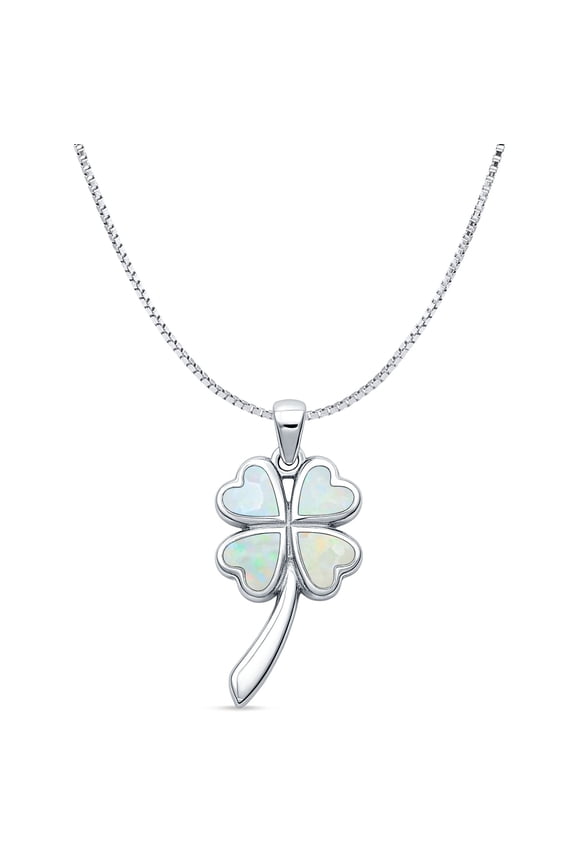 7" Long 1mm Box Chain- Lab Created White Opal Plumeria-Heart Pendant Necklace Vintage Style 925 Sterling Silver 30mm Pendant Gift For Her