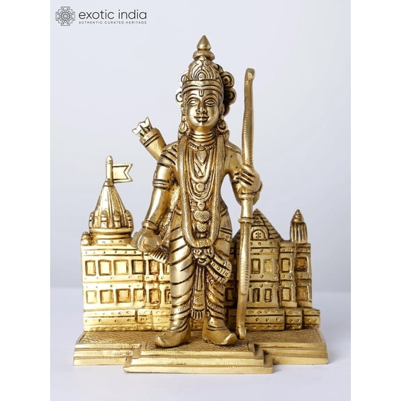 7" Lord Rama with His Temple | Brass Statue
