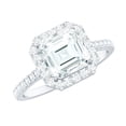 thumbnail image 1 of Rosec Jewels Moissanite Asscher Cut Engagement Ring 3 Carat - 8 mm Moissanite Halo Ring - D-VS1 Quality Certified, 10K White Gold, US 9.50, 1 of 8