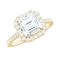 thumbnail image 1 of Rosec Jewels Moissanite Asscher Cut Engagement Ring 3 Carat - 8 mm Moissanite Halo Ring - D-VS1 Quality Certified, 18K Yellow Gold, US 5.00, 1 of 8