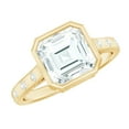 thumbnail image 1 of Rosec Jewels 7 MM Asscher Cut Moissanite Solitaire Ring in Bezel Setting with Sleek Accent, 14K Yellow Gold, US 6.50, 1 of 9
