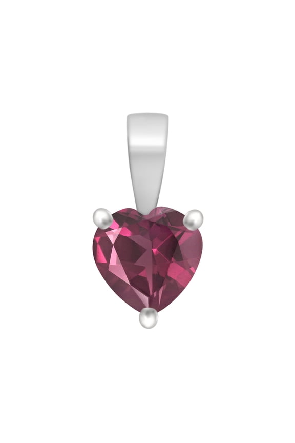 7 MM Heart Shape 925 Sterling Silver Red Cz Women Solitaire Pendant