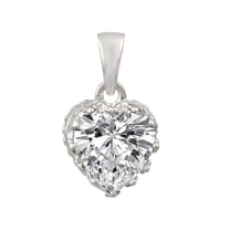 7 MM Heart Shape Natural White CZ 925 Sterling Silver Mother's Day Gift Pendant