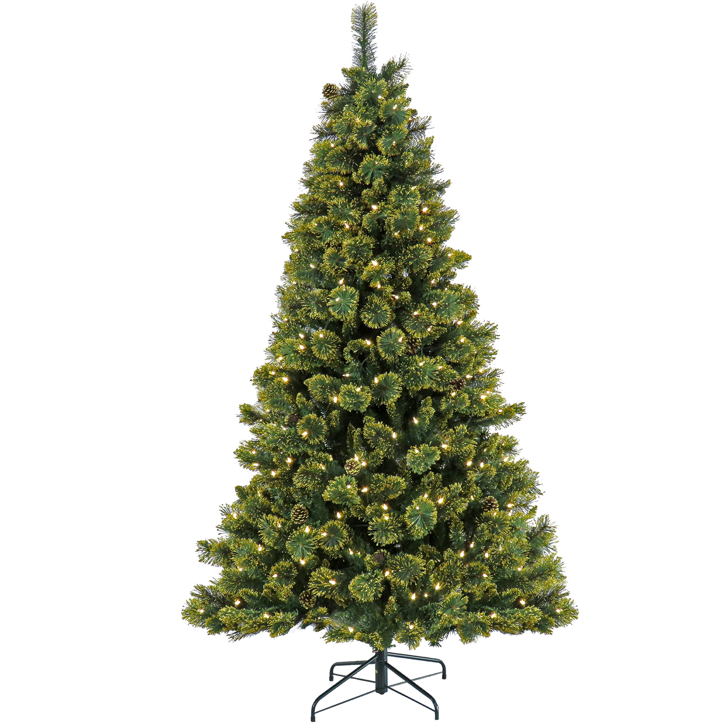 7' Green Pine Christmas Tree with Warm White LED Lights