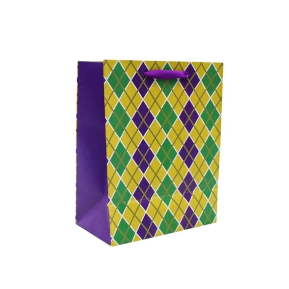 7" Mardi Gras Harlquin Gift Bag with Gold Foil (Each)