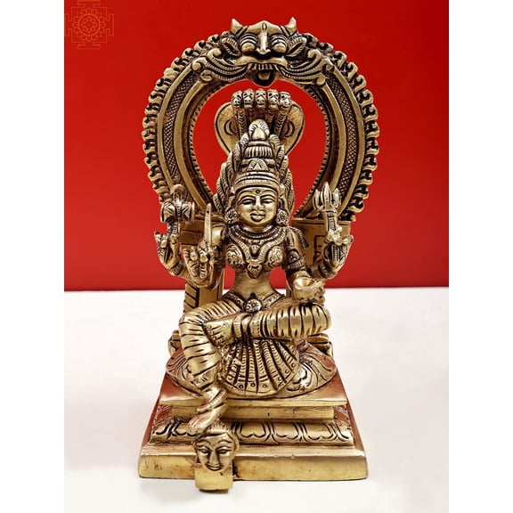 7" Mariamman Small Brass Statue (South Indian Goddess Durga) | Handmade