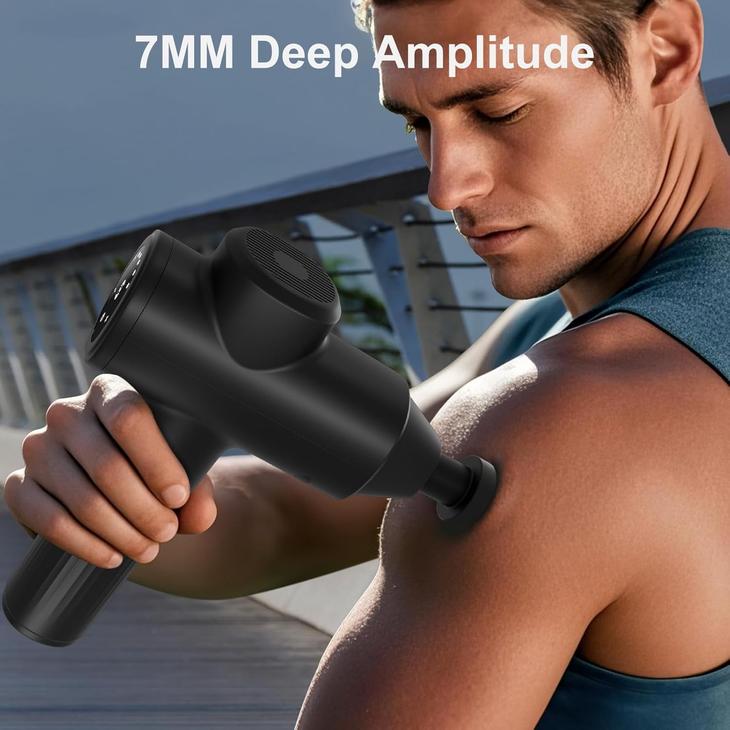 7 Massage Gun Deep Tissue Percussion Massager with LED Touch Screen for Muscle Pain Relief