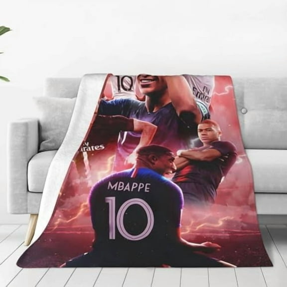 #7 Mbappe #10 Ultra-Soft Micro Travel Fleece Plush Blankets for Home Bed Couch Livingroom, Black