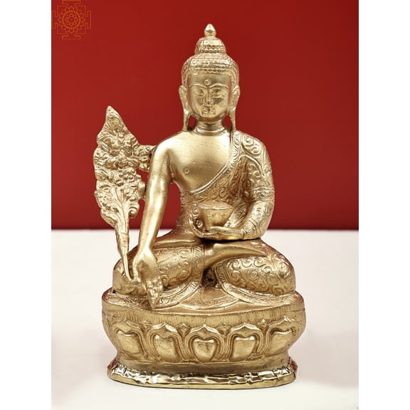 7" Medicine Buddha Sculpture | Handmade Tibetan Buddhist Brass Statue | Made in India - Brass Statue