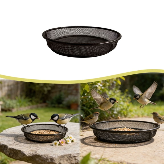 7" Mesh Bird Feeding Tray - Outdoor Ground Bird Feeder Platform for Garden, Yard & Patio (Black)