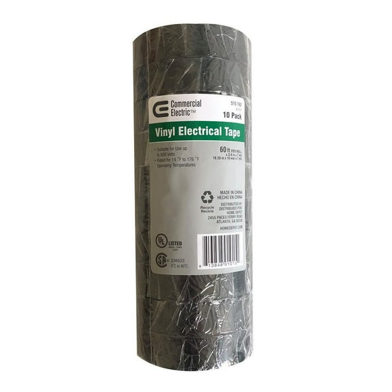 7 Mil Vinyl Electrical Tape - Black (10-Pack)