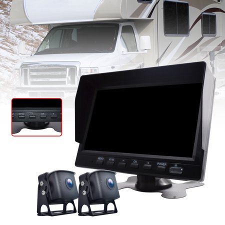 7" Monitor DVR Driving Video Recorder for RV Truck Bus+2 Rear View Backup Camera B