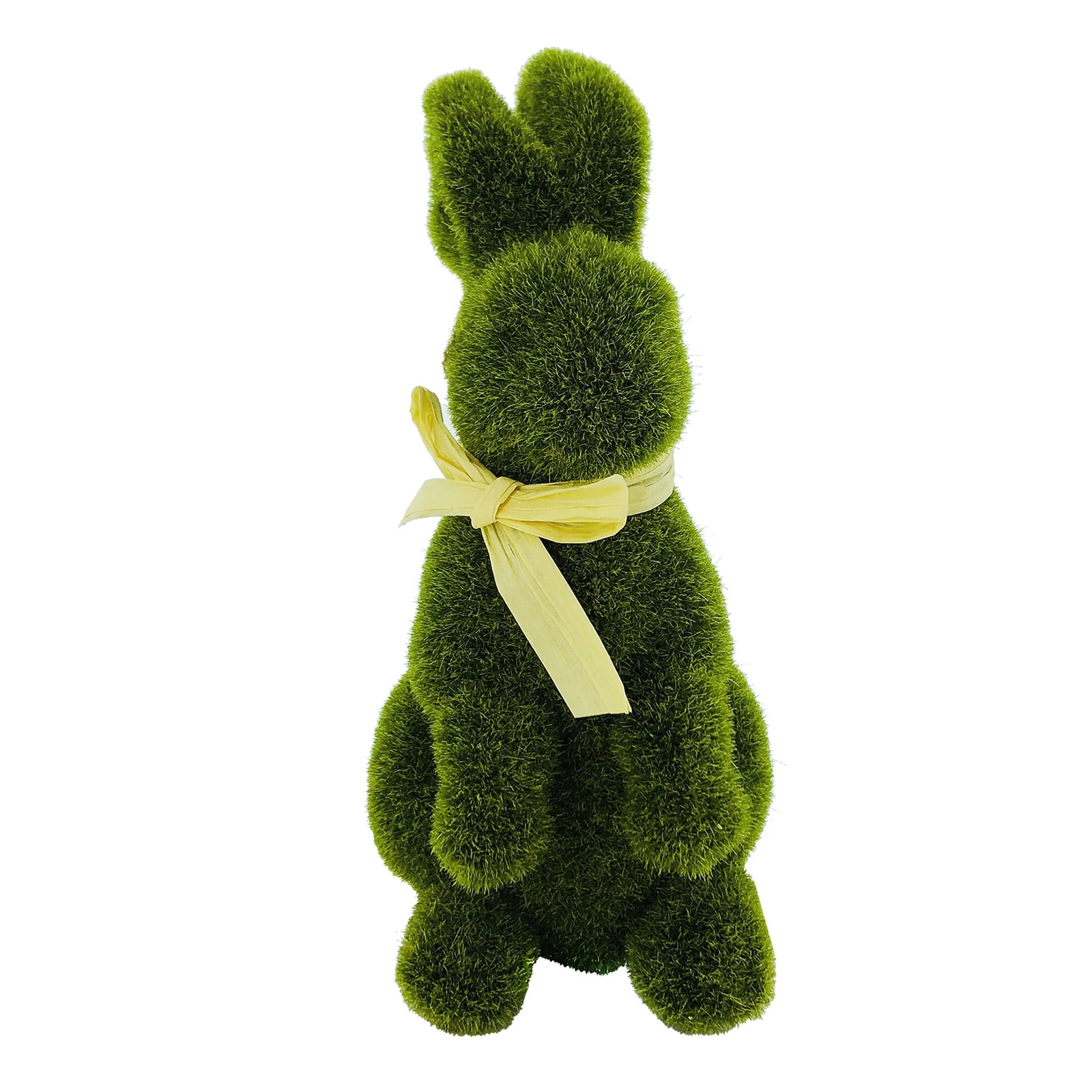 7" Green Moss Standing Bunny Figurine with Yellow Bow
