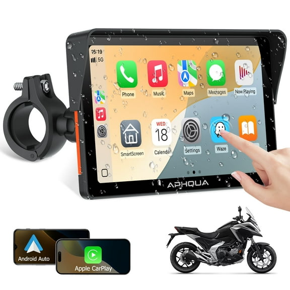 7" Motorcycle GPS Navi System CarPlay Screen Android Auto Wireless Adapter, IP67 Waterproof A722