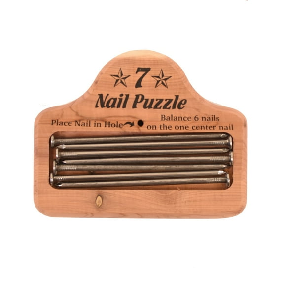 7 Nail Balance Puzzle Wood Block Game Pocket Brain Teaser IQ Magic Trick Gravity Toy