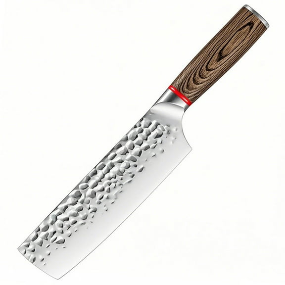 7" Nakiri Knife Japanese Meat Cleaver Knife Kitchen Chef Knife for Chopping and Slicing with Ergonomic Pakkawood Handle