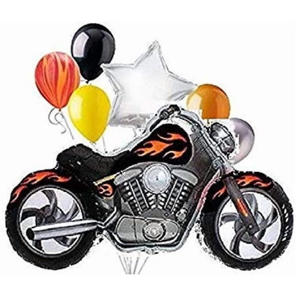 7 New Balloons Black Motorcycle Set Any Occasion Birthday Favors Biker Rally Race Favors Fundraiser
