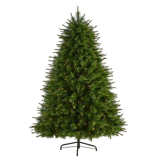 Nearly Natural 7ft. New England Pine Artificial Christmas Tree with 400 Clear Lights and 1044 Bendable Branches