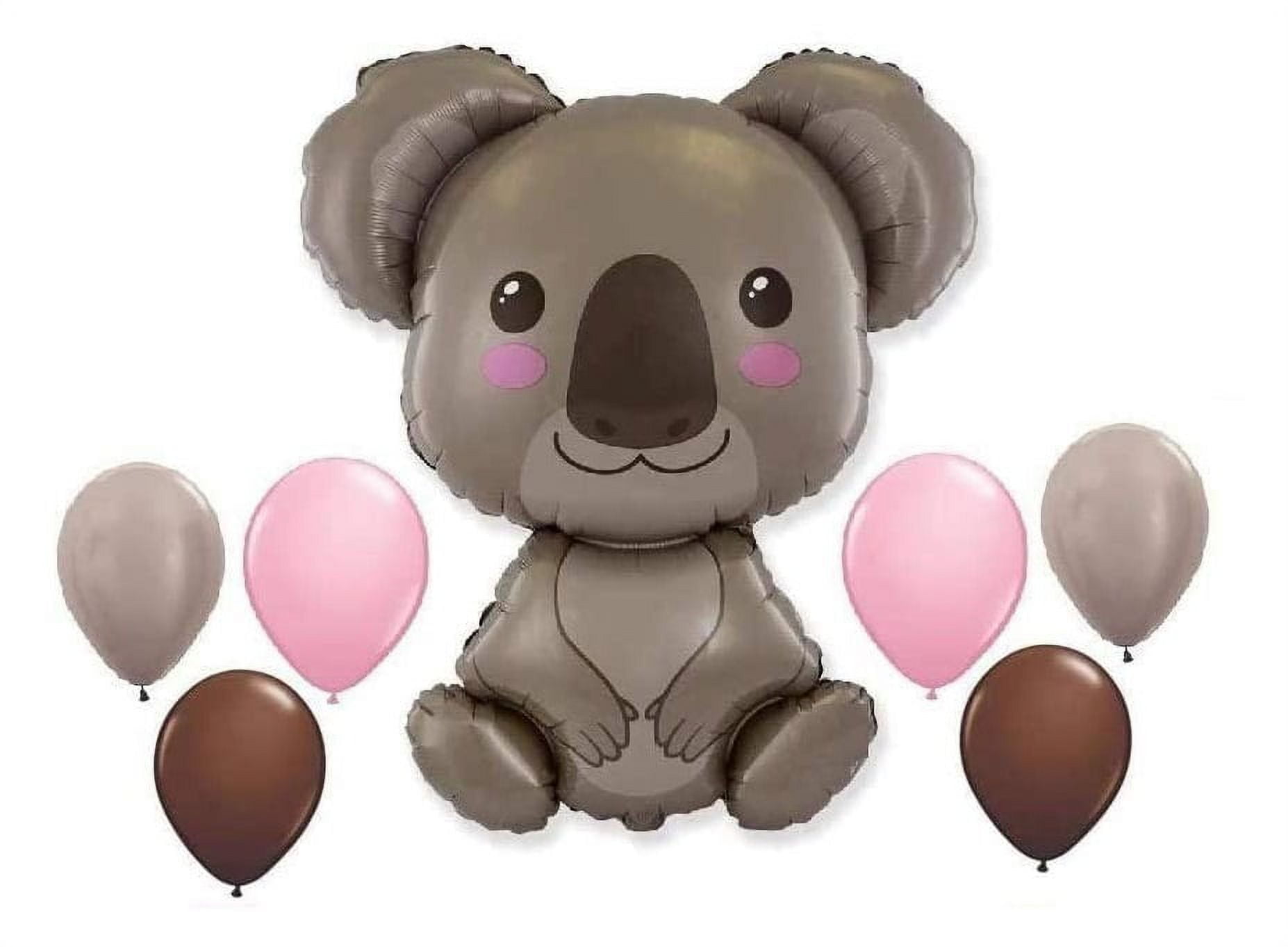 MIXED SOURCE SET 7 New Party Balloons Baby Koala Bear Shower Any Occasion Birthday Australia New Zealand Travel Outback Jungle Animal Safari Favors Decor