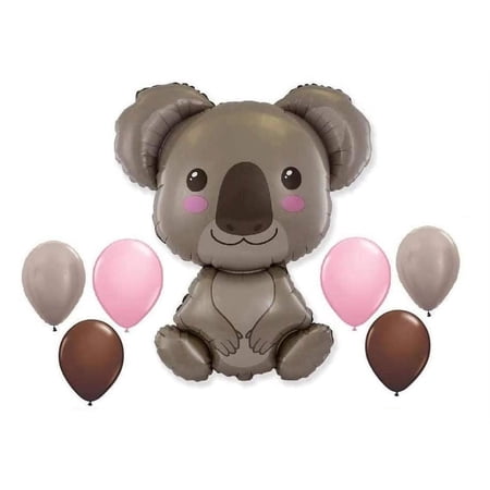 7 New Party Balloons Baby Koala Bear Shower Any Occasion Birthday Australia New Zealand Travel Outback Jungle Animal Safari Favors Decor