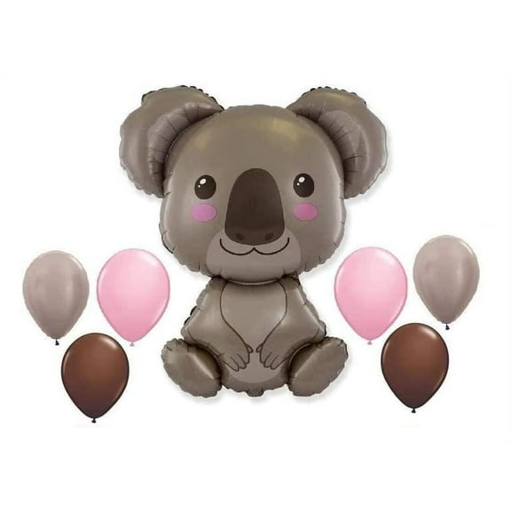 7 New Party Balloons Baby Koala Bear Shower Any Occasion Birthday Australia New Zealand Travel Outback Jungle Animal Safari Favors Decor