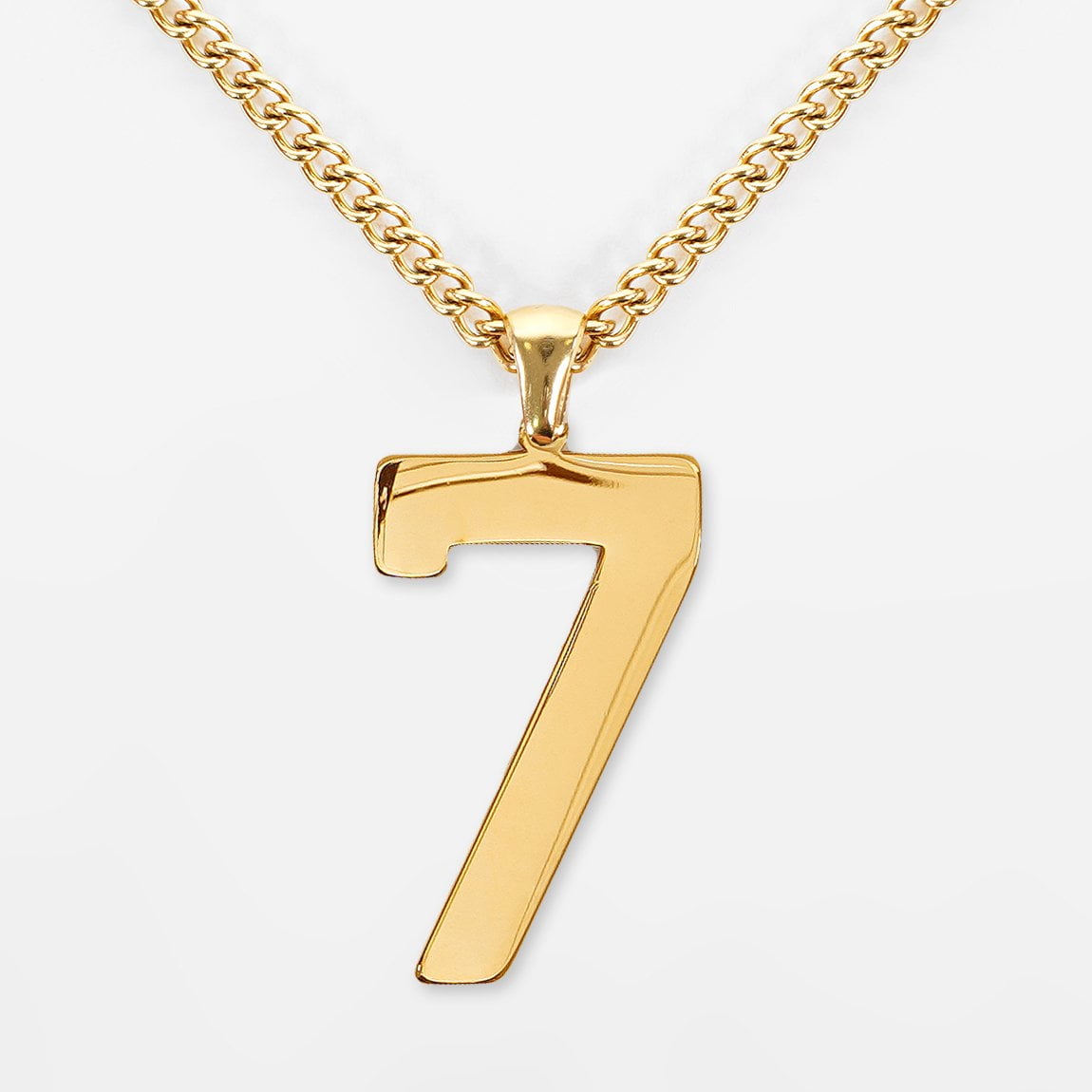 7 Number Pendant with Chain Necklace Gold Plated Stainless Steel