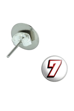 7 Number Seven Pierced Stud Earrings