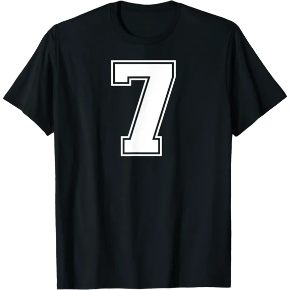 7 Number Seven Team Sports Graphic Varsity Matching T-Shirt