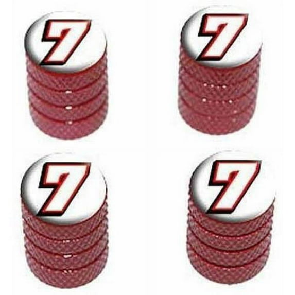 7 Number Seven Tire Rim Wheel Aluminum Valve Stem Caps, Multiple Colors