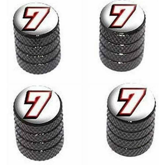 7 Number Seven Tire Rim Wheel Aluminum Valve Stem Caps, Multiple Colors