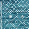 thumbnail image 1 of 7' Ocean Blue Machine Woven Geometric Tribal Indoor Runner Rug, 1 of 2